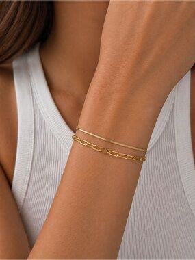 Marciano 14K gold plated Layered Gold-Tone Mixed Link Bracelet